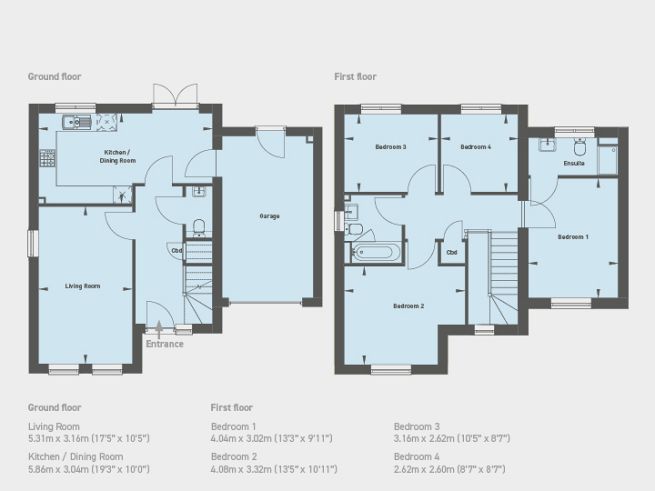Floor plan, 4 bedroom house  - artist's impression subject to change